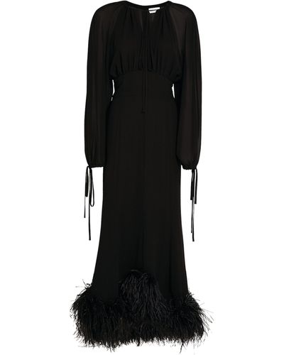16Arlington Feather-trim Davis Midi Dress - Black