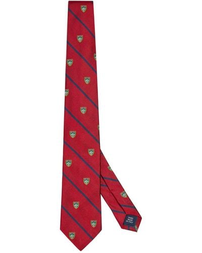 Polo Ralph Lauren Silk Striped Shield Tie - Red