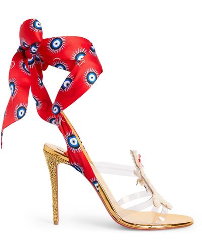 Christian Louboutin Tep Des Cyclades Satin Heeled Sandals 100 - Red