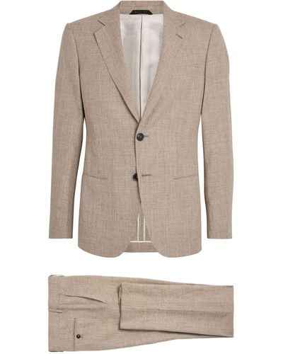 Giorgio Armani Linen-blend Single-breasted Two-piece Suit - Natural