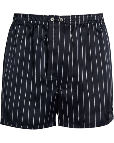 Derek Rose Silk Striped Boxer Shorts - Blue