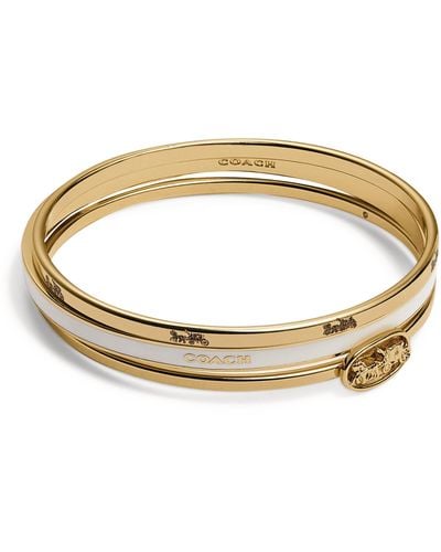 COACH Gold-plated Horse And Carriage Bangle Set - White
