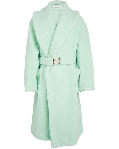 Casablancabrand Faux-shearling Belted Coat - Green