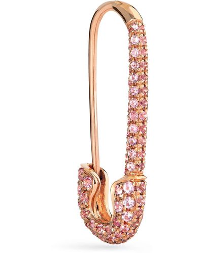 Anita Ko Rose Gold And Sapphire Safety Pin Single Left Earring - White