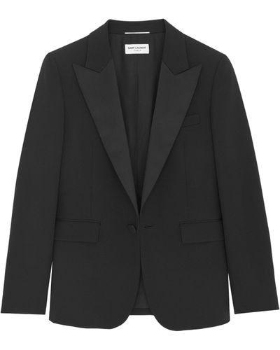 Saint Laurent Virgin Wool Tuxedo Jacket - Black