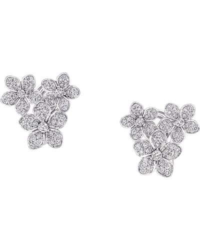 Graff White Gold And Diamond Wild Flower Cluster Earrings - Metallic