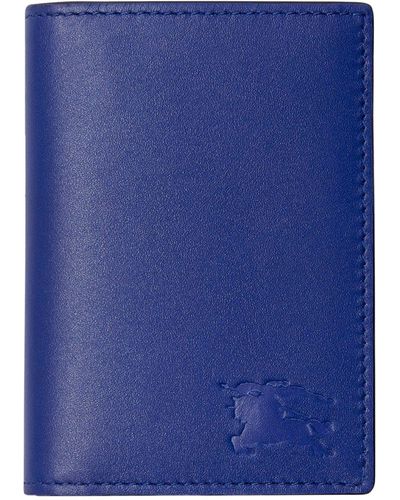 Burberry Leather Ekd Bifold Card Holder - Blue
