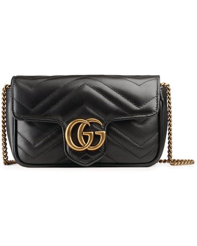 Gucci Super Mini Marmont Matelassé Shoulder Bag - Black