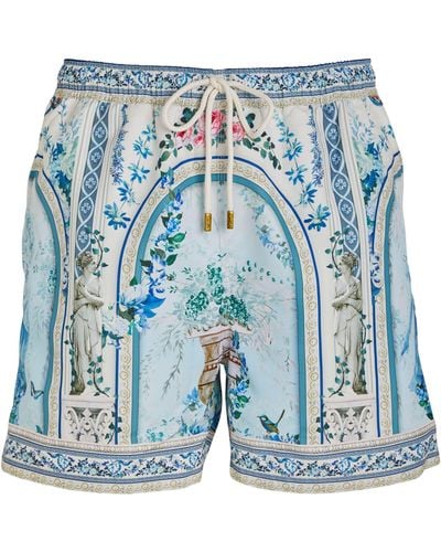 Camilla Printed Swim Shorts - Blue