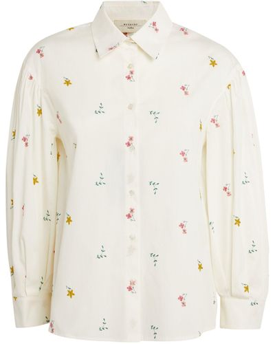 Weekend by Maxmara Cotton Floral Embroidered Shirt - White