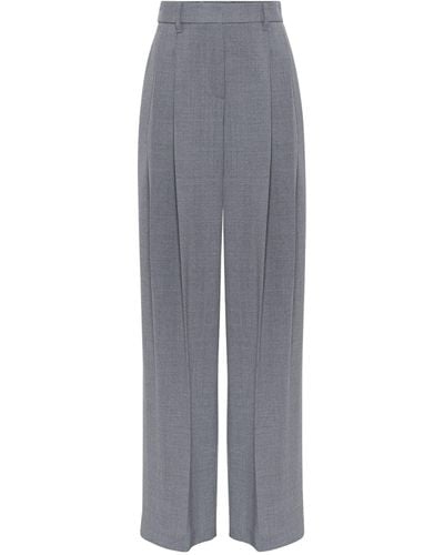 Brunello Cucinelli Wool Panama Wide-leg Pants - Gray