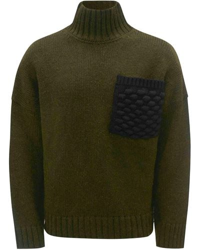JW Anderson Pocket-detail Popcorn Sweater - Green