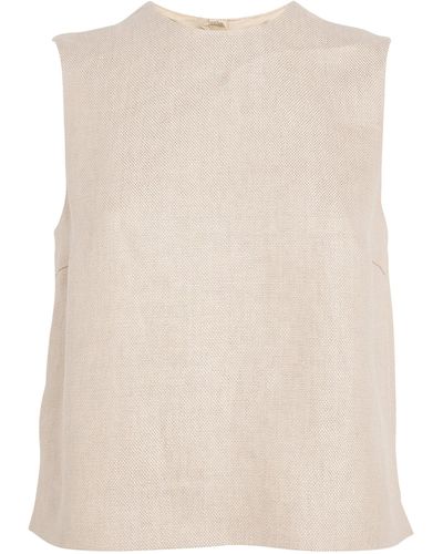 Theory Linen Zip-up Clean Top - Natural