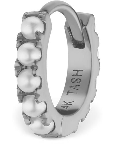 Maria Tash White Gold Pearl Eternity Hoop Earring (6.5mm)