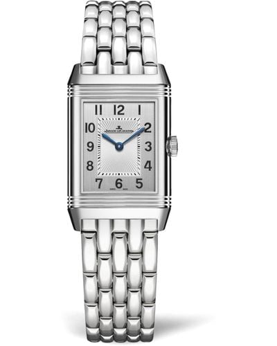 Jaeger-lecoultre Small Stainless Steel And Diamond Reverso Classic Duetto Watch 21mm - White