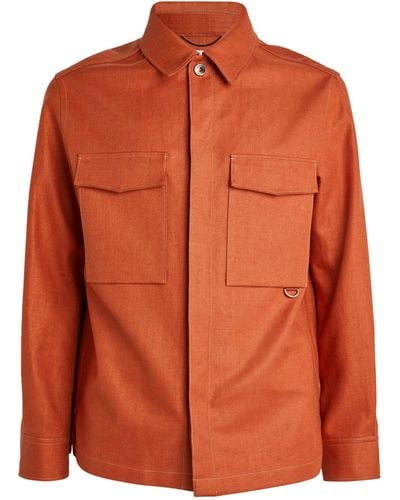 Agnona Linen-blend Overshirt - Orange