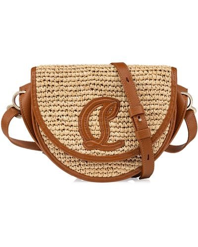 Christian Louboutin By My Side Leather-raffia Shoulder Bag - Brown