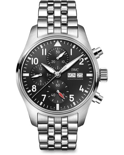 IWC Schaffhausen Stainless Steel Pilot's Chronograph Watch 41mm - Metallic