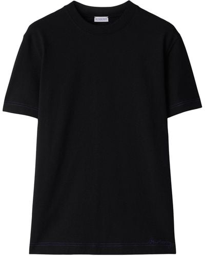 Burberry Cotton Stitched-logo T-shirt - Black