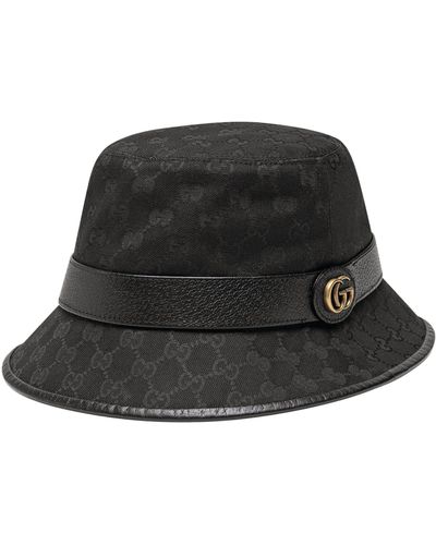 Gucci Logo-pattern Canvas Bucket Hat X - Black