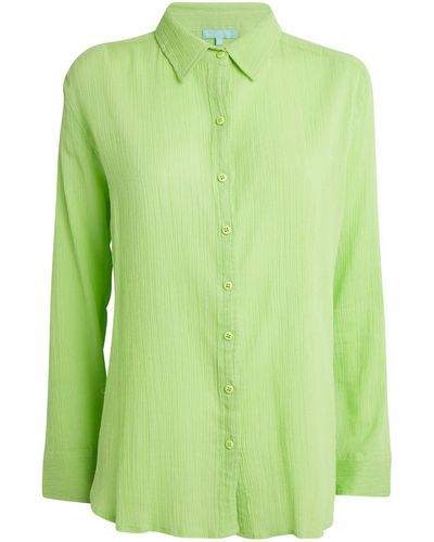 Melissa Odabash Cotton Seersucker Shirt - Green