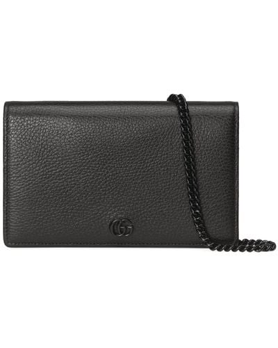 Gucci Leather Gg Marmont Chain-strap Wallet - Black