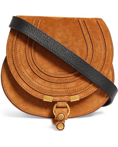 Chloé Small Leather Marcie Saddle Bag - Orange