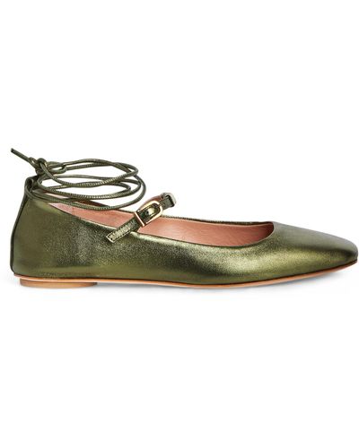 MAX&Co. Metallic Lace-up Ballet Flats - Green