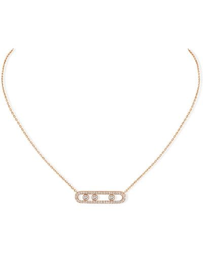 Messika Rose Gold And Diamond Move Classique Pavé Necklace - Natural