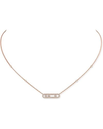 Messika Rose Gold And Diamond Baby Move Classique Pavé Necklace - Natural