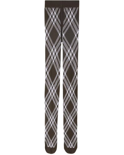 Burberry Wool-blend Check Tights - Brown