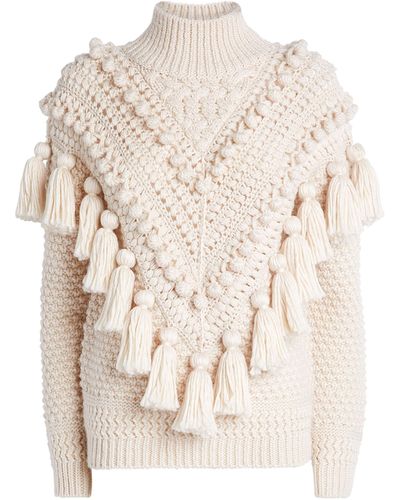 Zimmermann Wool Crochet Sweater - Natural