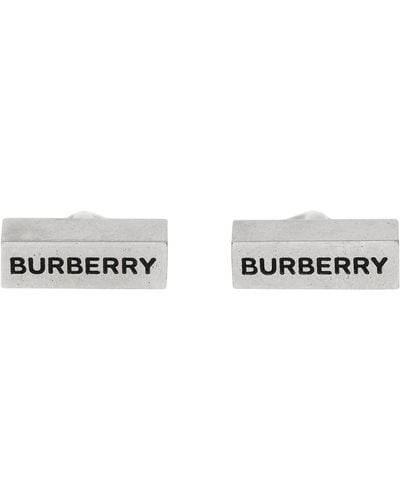 Burberry Palladium-plated Logo Cufflinks - White