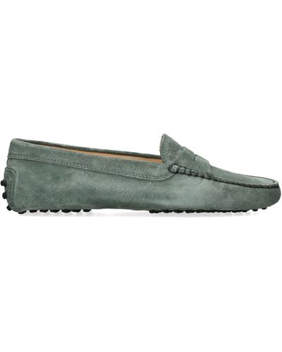 Tod's Suede Gommini Penny Loafers - Green