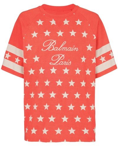 Balmain Signature Star T-shirt - Red