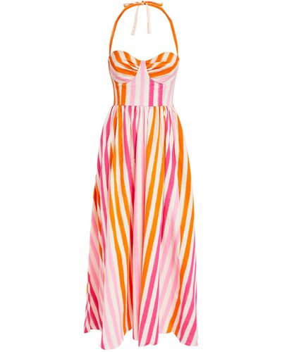 Le Sirenuse Striped Johanna Midi Dress - Pink