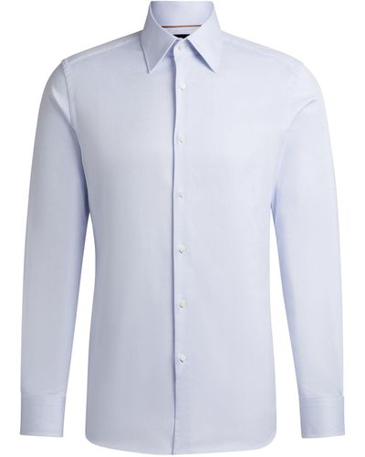 BOSS Stretch-cotton Slim Shirt - Blue