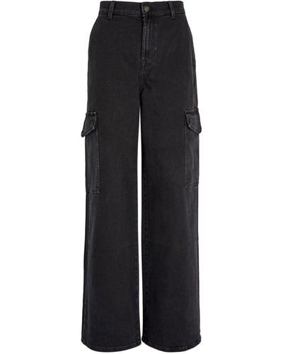 7 For All Mankind Scout Cargo Wide-leg Jeans - Black