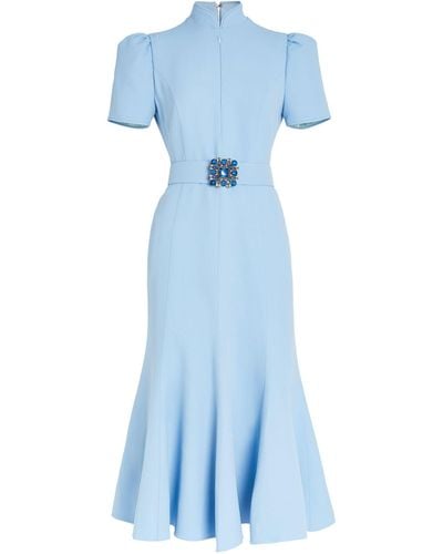 Andrew Gn High-neck Midi Dress - Blue
