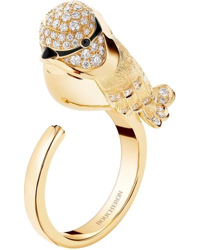 Boucheron Yellow Gold And Diamond Meisa The Chickadee Ring - Metallic