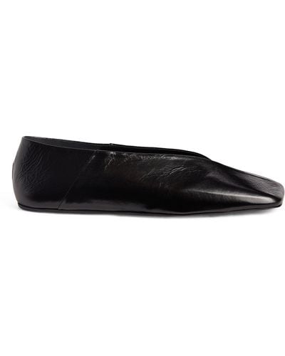 Jil Sander Leather Square-toe Ballet Flats - Black