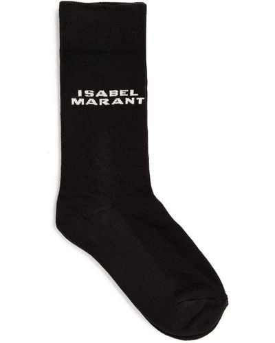 Isabel Marant Cotton-blend Logo Socks - Black