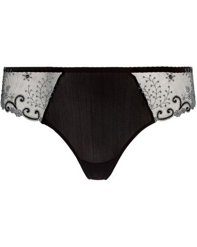 Simone Perele Lace Embriodered Thong - Black