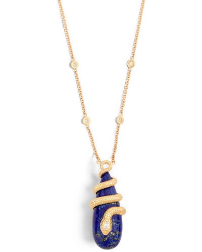 Jacquie Aiche Yellow Gold, Diamond And Lapis Snake Wrapped Necklace - Metallic