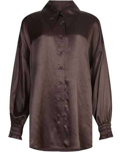 AllSaints Silk-blend Charli Shirt - Brown