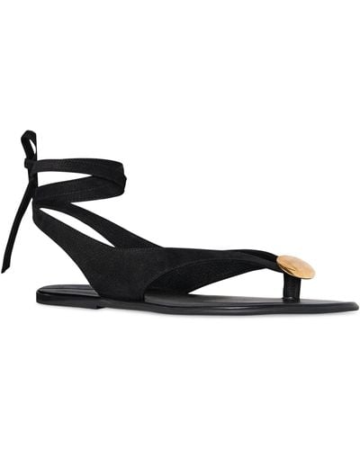 The Row Suede Charm Beach Sandals - Black