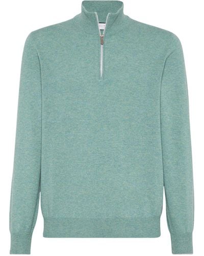 Brunello Cucinelli Cashmere Half-zip Sweater - Green