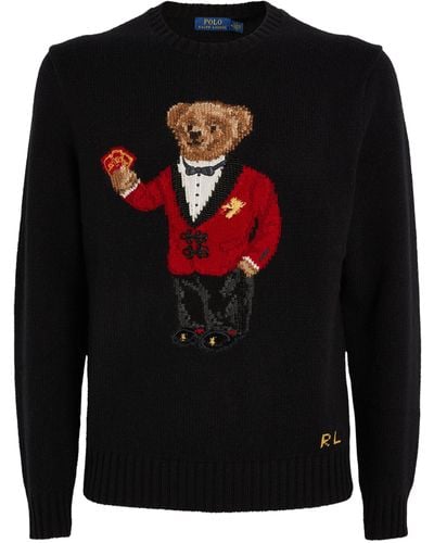 Polo Ralph Lauren Lunar New Year Bear Regular-fit Wool-knit Sweater - Black