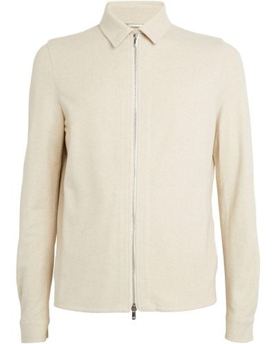 Marco Pescarolo Silk-blend Zip-up Shirt - White