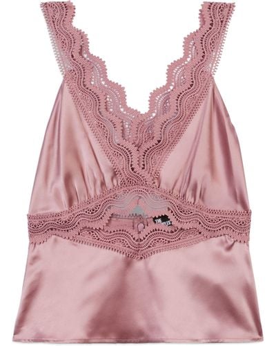 The Kooples Silk-lace Cut-out Top - Pink